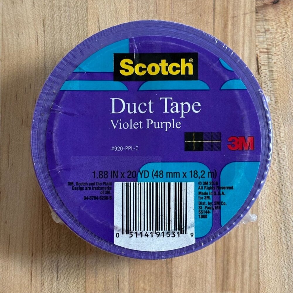Scotch Violet Purple Duct Tape 1.88 Inch X 20 Yards (48mm × 18.2m) NOS